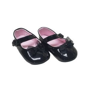 Black Ballerina Dress Slip On Velcro Strap Baby Shoes - Size 3